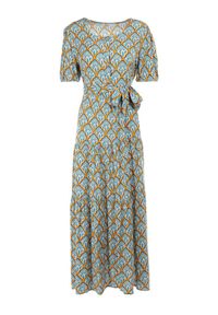 Born2be - Miętowa Sukienka Melenope. Kolor: miętowy. Materiał: tkanina, materiał, wiskoza. Długość rękawa: krótki rękaw. Wzór: nadruk, kolorowy. Styl: wakacyjny, klasyczny. Długość: maxi #5