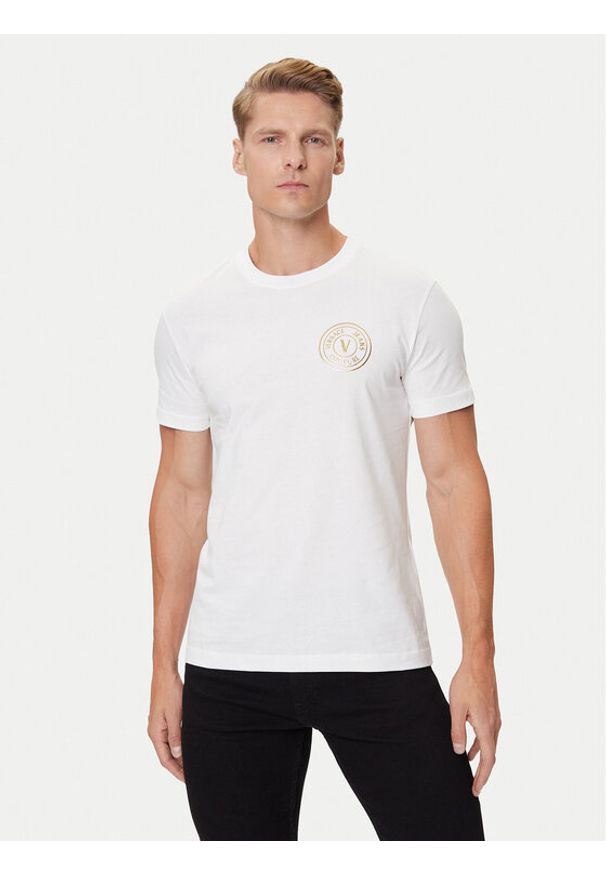 Versace Jeans Couture T-Shirt 79GAHT00 CJ00T Biały Regular Fit. Kolor: biały. Materiał: bawełna