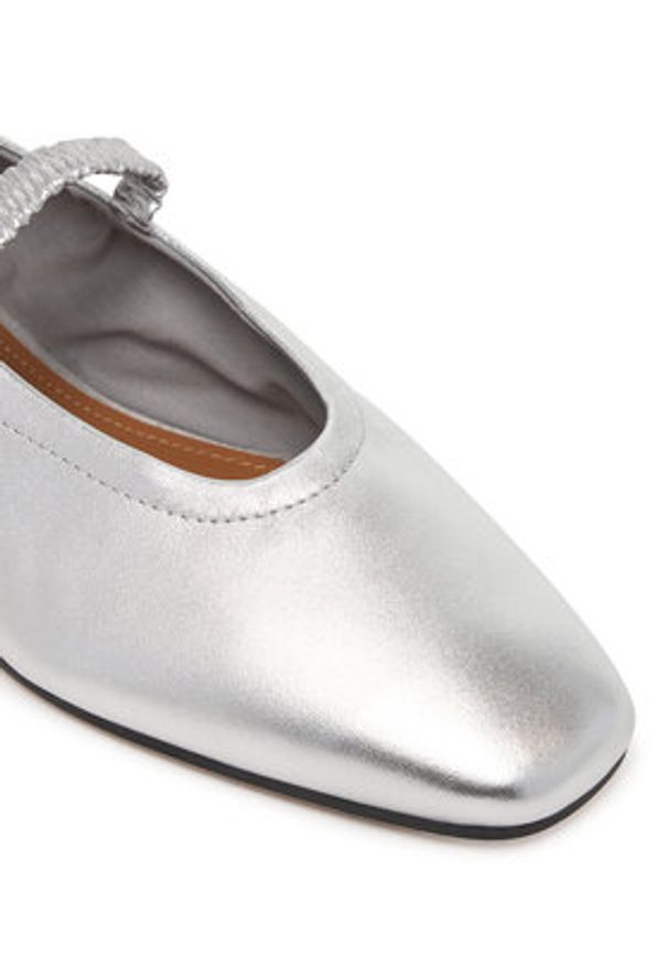 TOMMY HILFIGER - Tommy Hilfiger Baleriny Silver Lth Ellastic Ballerina FW0FW09466 Srebrny. Kolor: srebrny. Materiał: skóra