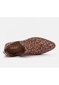 Marco Shoes Botki z naturalnej skóry z wycięciem litery V 1954B-634-1 brązowe. Kolor: brązowy. Materiał: skóra. Sezon: wiosna #3