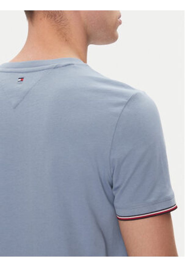 TOMMY HILFIGER - Tommy Hilfiger T-Shirt Logo MW0MW32584 Błękitny Regular Fit. Kolor: niebieski. Materiał: bawełna