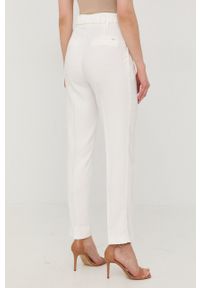 Morgan spodnie damskie kolor biały fason cygaretki high waist. Stan: podwyższony. Kolor: biały. Materiał: tkanina