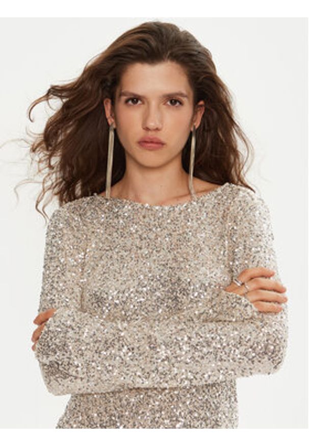 Bruuns Bazaar Bluzka Ellias BBW4194 Złoty Slim Fit. Kolor: złoty. Materiał: syntetyk