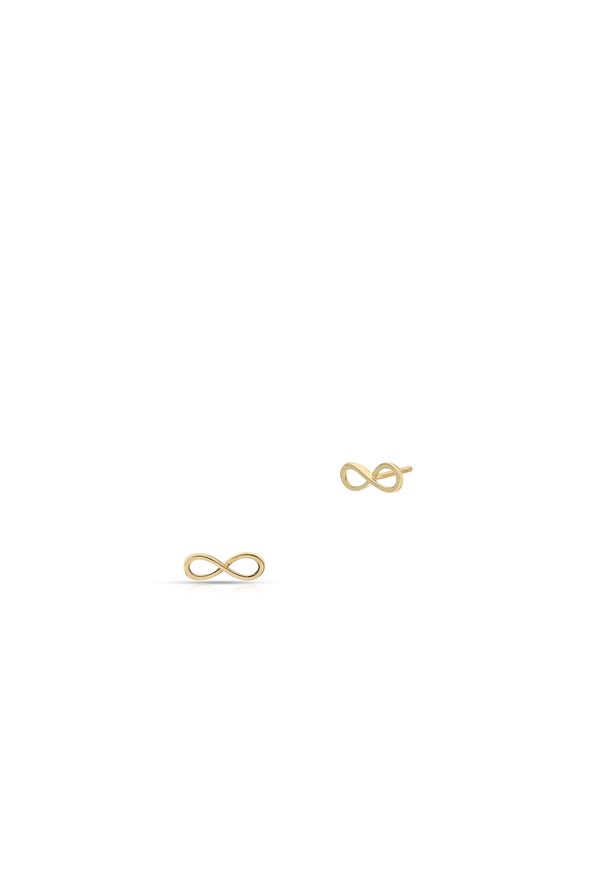 W.KRUK - Kolczyki złote ze znakiem nieskończoności. Materiał: złote. Kolor: złoty. Wzór: aplikacja