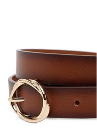 TOMMY HILFIGER - Tommy Hilfiger Pasek Damski Th Chic 2.5 Burnished AW0AW17252 Brązowy. Kolor: brązowy. Materiał: skóra