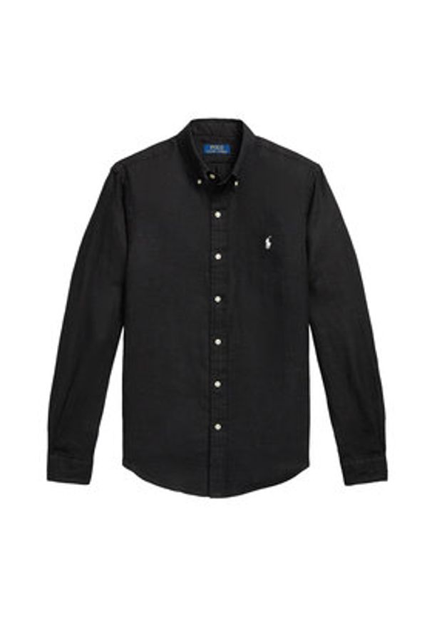 Polo Ralph Lauren Koszula 710968915503 Czarny Slim Fit. Typ kołnierza: polo. Kolor: czarny. Materiał: len
