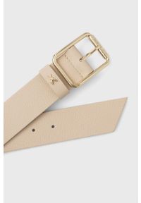 Patrizia Pepe Pasek skórzany damski kolor beżowy. Kolor: beżowy. Materiał: skóra #2