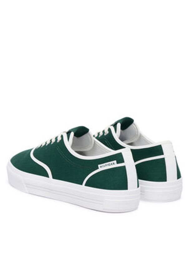 TOMMY HILFIGER - Tommy Hilfiger Tenisówki Th Vulc Cup Long Lace Canvas FM0FM05874 Zielony. Kolor: zielony. Materiał: materiał