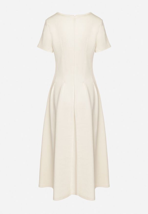 Born2be - Jasnobeżowa Taliowana Sukienka z Bawełną Zeraviae. Okazja: na co dzień. Kolor: beżowy. Materiał: bawełna. Typ sukienki: sportowe, proste. Styl: klasyczny, casual, sportowy