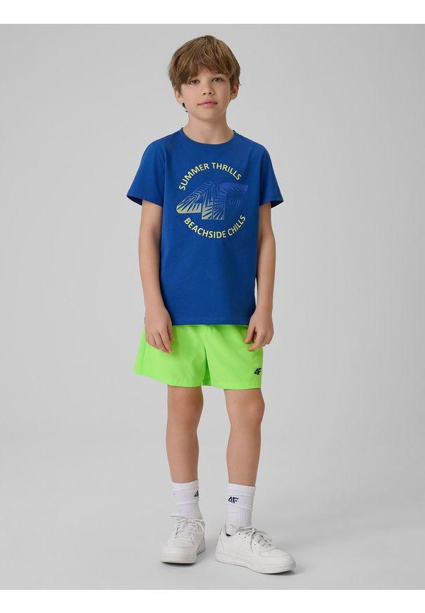 4f - 4F Spodenki plażowe boardshorty chłopięce - zielone 146/152 (10-12 lat). Kolor: zielony. Materiał: włókno