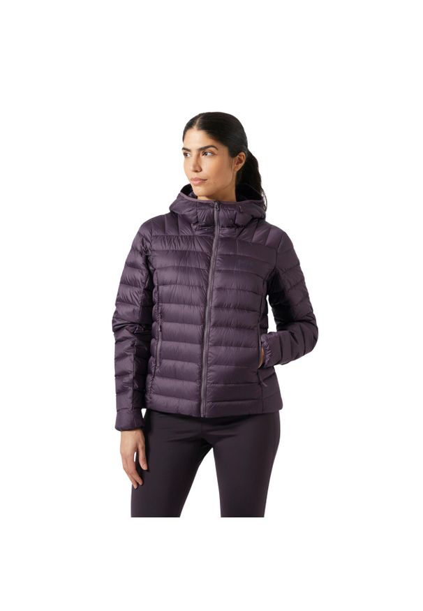 Damska kurtka z kapturem Helly Hansen Verglas Down 2.0. Typ kołnierza: kaptur. Kolor: fioletowy. Materiał: puch. Sport: turystyka piesza
