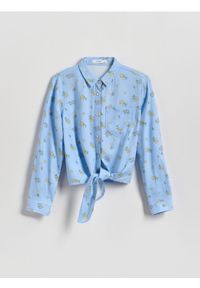 Reserved - Wiskozowa koszula w kwiaty - jasnoniebieski. Kolor: niebieski. Materiał: wiskoza. Wzór: kwiaty #1