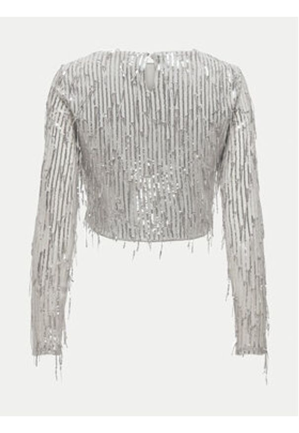 only - ONLY Bluzka Spacy 15331803 Srebrny Cropped Fit. Kolor: srebrny. Materiał: syntetyk
