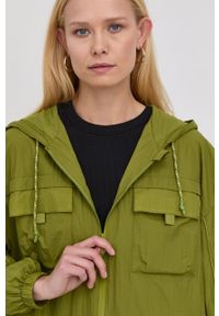 Patrizia Pepe kurtka damska kolor zielony przejściowa oversize. Kolor: zielony. Materiał: materiał. Wzór: aplikacja #3