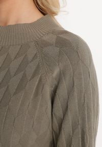 Born2be - Ciemnobeżowy Klasyczny Sweter z Półgolfem Nordda. Kolor: beżowy. Materiał: bawełna. Styl: klasyczny #4
