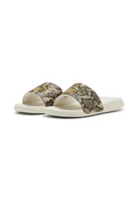 Puma - Damskie klapki Popcat 20 Snake Chic PUMA Alpine Snow Gold White. Kolor: żółty, biały, wielokolorowy. Wzór: nadruk