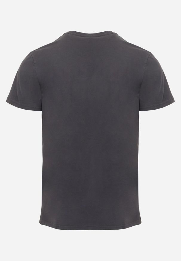 Born2be - Ciemnoszara Gładka Koszulka T-shirt z Bawełny o Prostym Kroju Sarusa. Okazja: na co dzień, na randkę. Kolor: szary. Materiał: bawełna. Wzór: gładki. Styl: casual, klasyczny