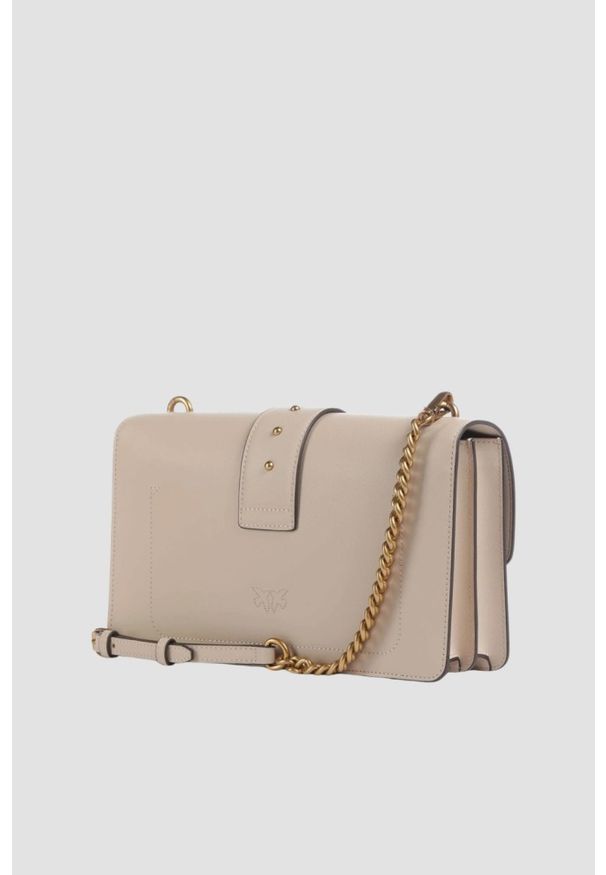 Pinko - PINKO Beżowa skórzana damska torebka listonoszka Love One Classic ST.. Kolor: beżowy. Materiał: skórzane. Styl: elegancki