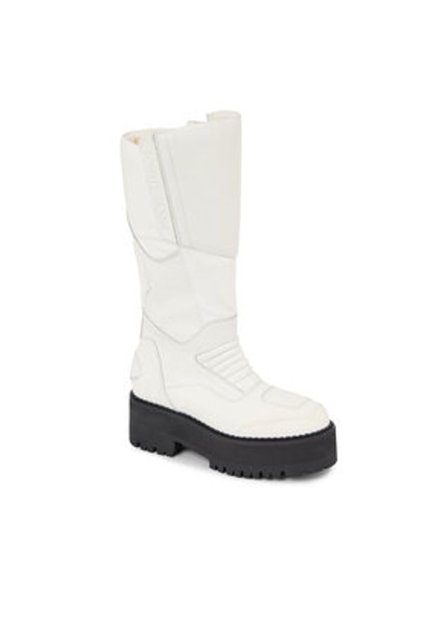 Tommy Jeans Kozaki Tjw Long Shaft Biker Boot EN0EN02376 Biały. Kolor: biały. Materiał: skóra