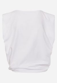 Born2be - Biały Bawełniany Top Oversize Bez Rękawów z Wiązaniem i Poduszkami w Ramionach Apixie. Okazja: na co dzień. Kolor: biały. Materiał: bawełna. Długość rękawa: bez rękawów. Styl: casual, elegancki #8