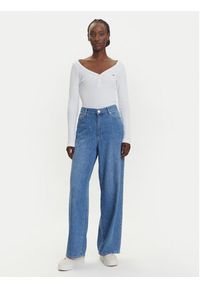 Tommy Jeans Bluzka Henley DW0DW20903 Biały Slim Fit. Typ kołnierza: typu henley. Kolor: biały. Materiał: bawełna #5