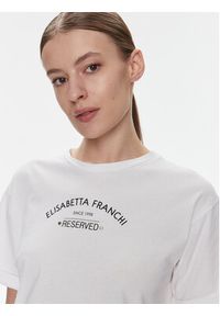 Elisabetta Franchi T-Shirt MA-023-41E2-V130 Biały Regular Fit. Kolor: biały. Materiał: bawełna