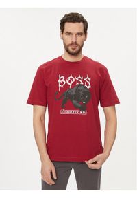 BOSS - Boss T-Shirt TeePantera 50510223 Czerwony Regular Fit. Kolor: czerwony. Materiał: bawełna. Wzór: motyw zwierzęcy