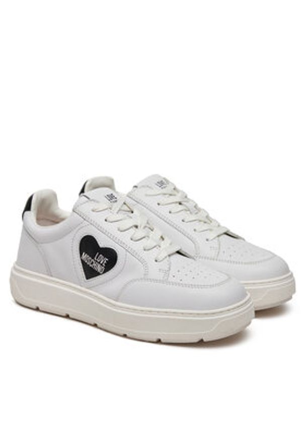 Love Moschino - LOVE MOSCHINO Sneakersy JA15154G1MIA110A Biały. Kolor: biały. Materiał: skóra