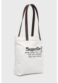 Superdry torba kolor biały. Kolor: biały. Wzór: nadruk #4