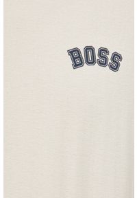 BOSS t-shirt bawełniany BOSS ORANGE kolor beżowy z nadrukiem. Kolor: beżowy. Materiał: bawełna. Wzór: nadruk #4