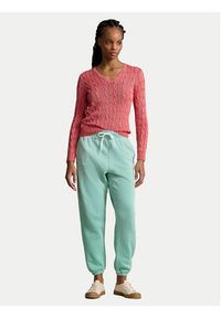 Polo Ralph Lauren Sweter 211935305001 Różowy Slim Fit. Typ kołnierza: polo. Kolor: różowy. Materiał: bawełna #3