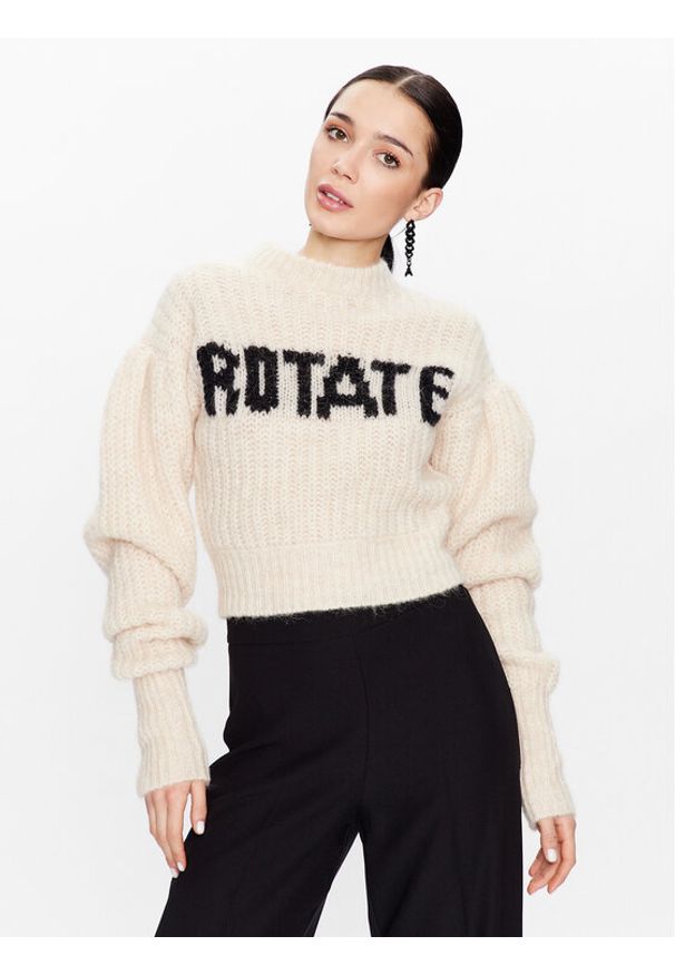 ROTATE Sweter Knit Puff Sleeve RT2287 Écru Regular Fit. Materiał: syntetyk