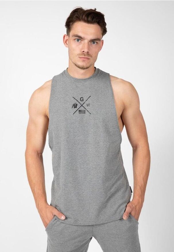 GORILLA WEAR - Cisco Opuszczany pachwinowy otwórTop bez rękawów - Szary/Czarny. Kolor: wielokolorowy, czarny, szary. Długość rękawa: bez rękawów