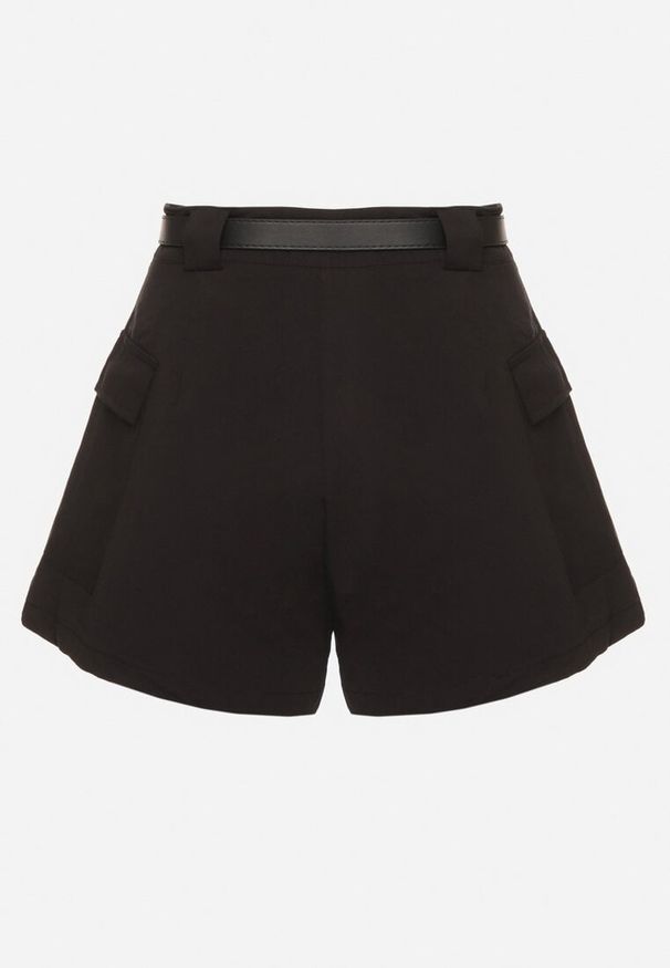 Born2be - Czarne Szorty z Wysokim Stanem i Kieszeniami w Stylu Cargo Arniti. Okazja: na co dzień. Stan: podwyższony. Kolor: czarny. Styl: klasyczny, elegancki, casual