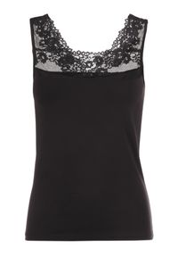 Renee - Czarny Top Telephedeia. Kolor: czarny. Materiał: bawełna, koronka, tkanina. Długość rękawa: na ramiączkach. Styl: elegancki #2