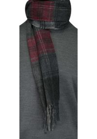 Szalik z Frędzlami, Popielato-Bordowy, Wełna z Kaszmirem, Ciepły, Męski, w Kratę -V. Fraas. Kolor: czerwony. Materiał: wełna, kaszmir. Sezon: lato, zima. Styl: elegancki, klasyczny #4