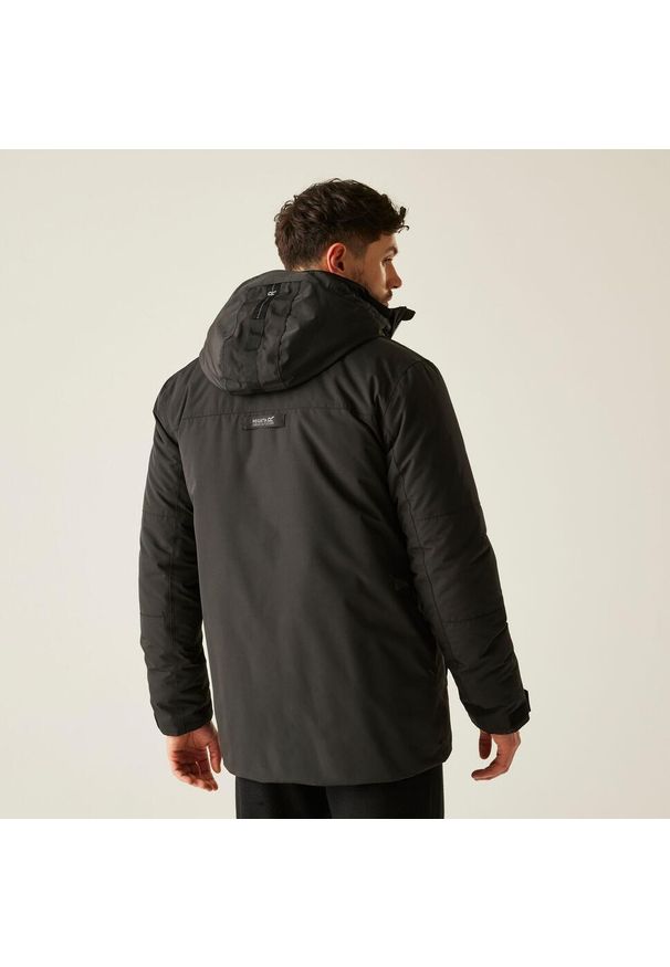 Regatta - Kurtka męska zimowa ocieplana przeciwdeszczowa Marron. Kolor: czarny. Materiał: tkanina, bawełna, puch. Sezon: zima. Sport: turystyka piesza