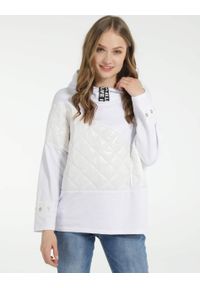 Unisono - BLUZA Z KAPTUREM 214-Z467 BIANCO. Typ kołnierza: kaptur. Materiał: bawełna #1