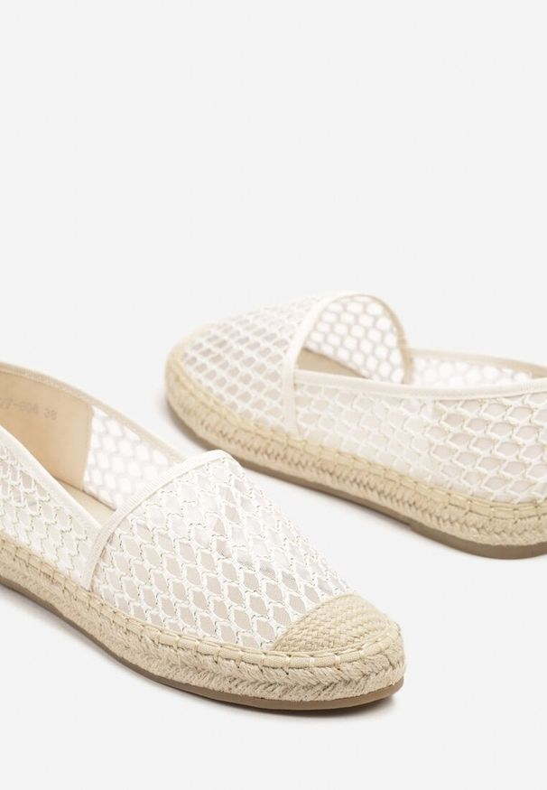 Born2be - Beżowe Siateczkowe Espadryle Ozdobione Plecionką Telovianna. Okazja: na co dzień. Kolor: beżowy. Materiał: jeans. Wzór: aplikacja. Sezon: lato. Styl: casual