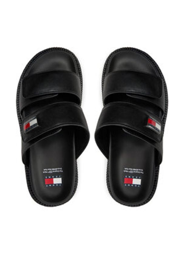 Tommy Jeans Klapki Tjw Puffed Sandal EN0EN02560 Czarny. Kolor: czarny. Materiał: skóra