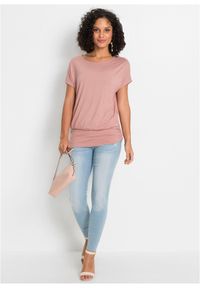 bonprix - T-shirt z miękkiej mieszanki wiskozy. Kolor: różowy. Materiał: wiskoza #3