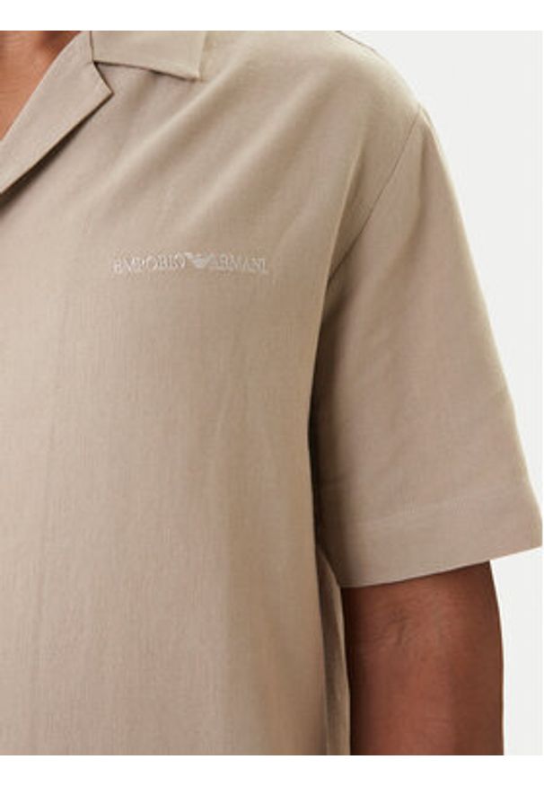 Emporio Armani Koszula EM000593 AF20590 U6213 Beżowy Regular Fit. Kolor: beżowy. Materiał: len