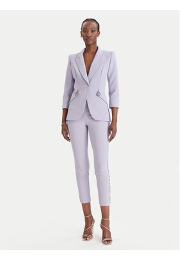 Elisabetta Franchi Marynarka GI-215-61E2-V590 Fioletowy Regular Fit. Kolor: fioletowy. Materiał: syntetyk
