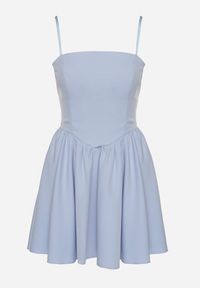 Born2be - Jasnoniebieska Gorsetowa Sukienka z Rozkloszowanym Dołem Lealetia. Typ kołnierza: dekolt gorset. Kolor: niebieski. Długość rękawa: na ramiączkach. Typ sukienki: gorsetowe #5