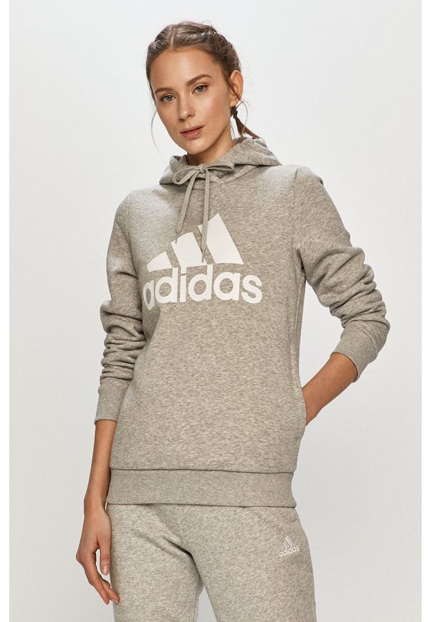 Adidas - adidas - Bluza GL0719. Okazja: na co dzień. Kolor: szary. Długość rękawa: długi rękaw. Długość: długie. Wzór: nadruk. Styl: casual