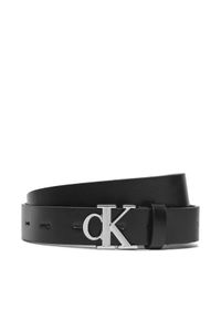 Calvin Klein Jeans Pasek Damski Round Mono Plaque Lthr Belt 25Mm K60K612271 Czarny. Kolor: czarny. Materiał: skóra