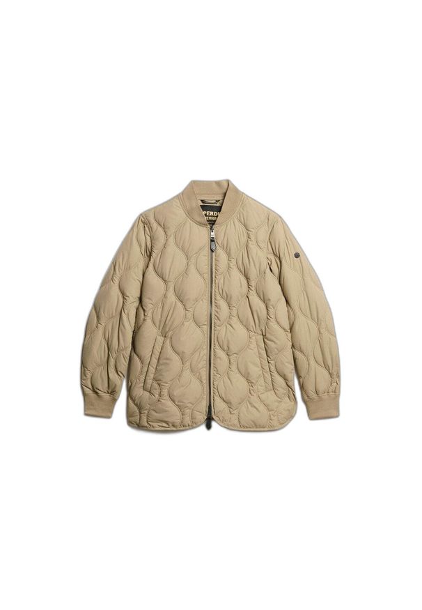 Damska kurtka puchowa Superdry. Okazja: na co dzień. Kolor: beżowy. Materiał: puch. Styl: casual