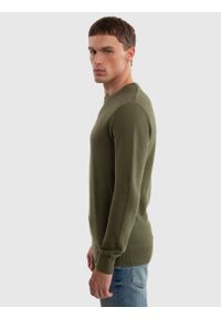 Big-Star - Sweter męski bawełniany khaki Raidat 303. Kolor: zielony. Materiał: bawełna. Wzór: kratka #3