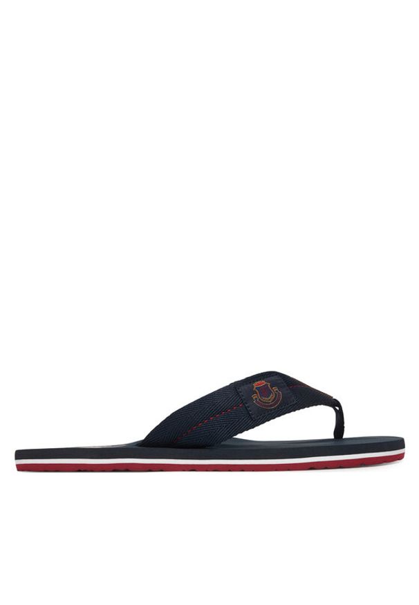 TOMMY HILFIGER - Tommy Hilfiger Japonki Patch Hilfiger Beach Sandal FM0FM05804 Granatowy. Kolor: niebieski. Materiał: materiał