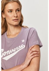 Converse - T-shirt. Okazja: na co dzień. Kolor: fioletowy. Materiał: bawełna, dzianina. Wzór: nadruk. Styl: casual #5